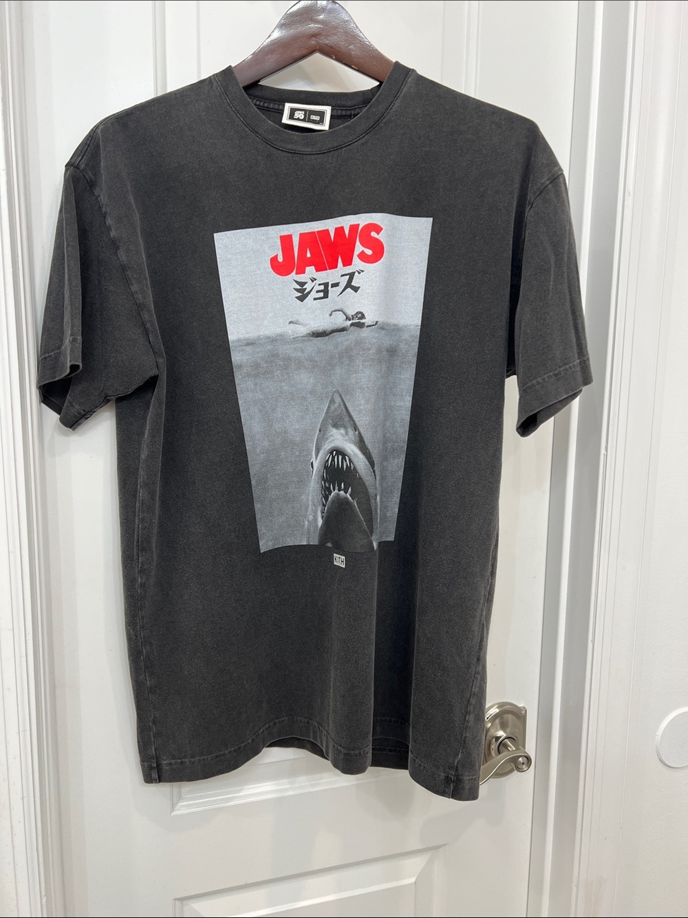 Kith Black Jaws Graphic Short Sleeve Tee with Red Logo